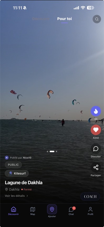 Le feed OGSPOT · spot kitesurf Lagune de Dakhla