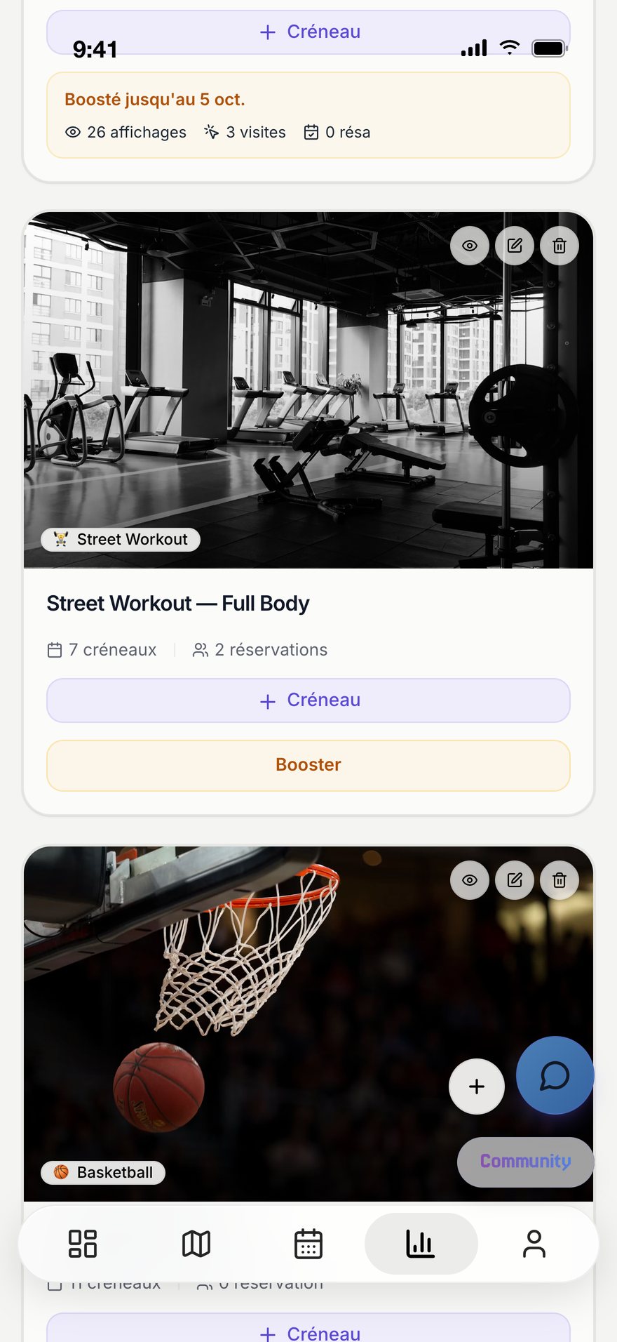 Mes offres : bouton Booster et bilan d'un boost en cours